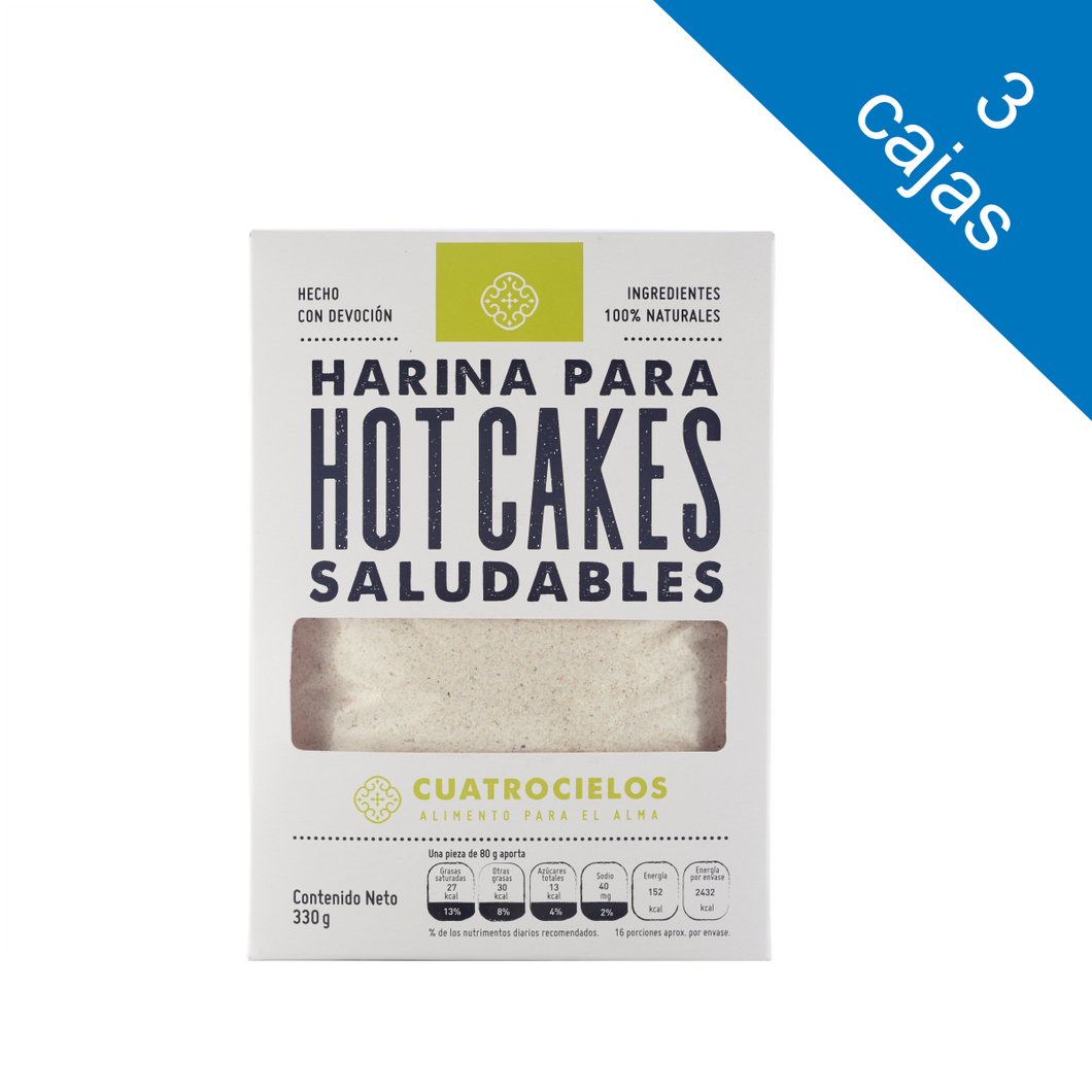 3 cajas Harina Para Hotcakes Saludables (330g c/u)